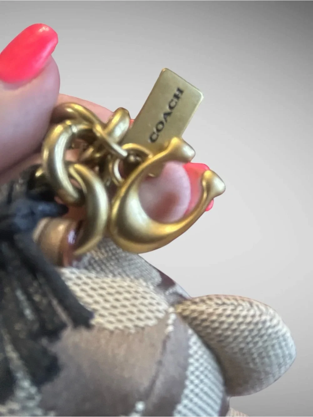 Coach Bear Bag Charm Signature Jacquard CFU40 NWT
